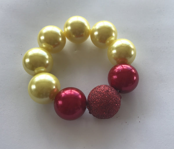 Bubblegum Bead Bracelet- Belle inspired Red Glitter Bead