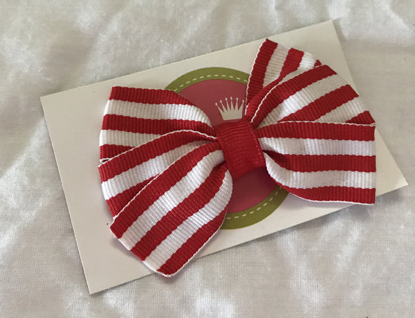 Ribbon Bow Red and White Stripe