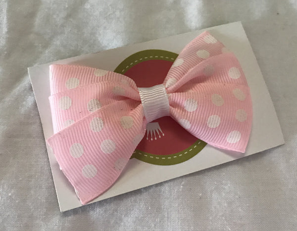Ribbon Bow Light Pink and White Spot
