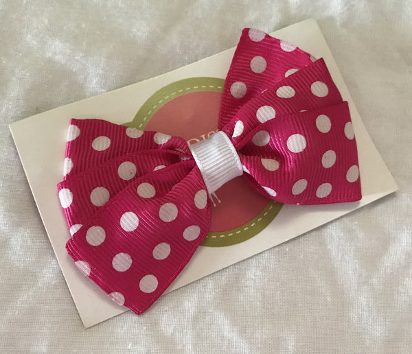 Ribbon Bow Hot Pink and White Spots