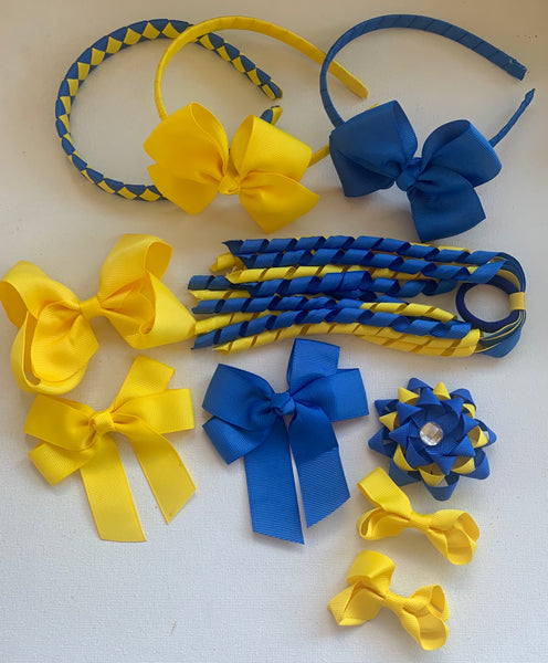 Yellow and Royal Blue School Hair Accessories Pack 1