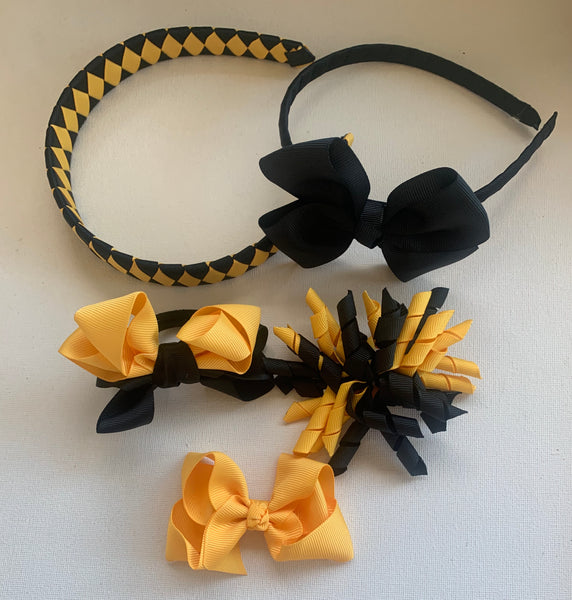 Yellow Gold and Black School Hair Accessories Pack 2