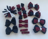 School Uniform, Sport Team Hair Accessories  -custom made, choose colours needed - Just Clips Pack 1