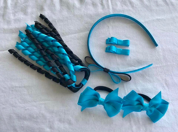 Turquoise and Black School Hair Accessories Pack 1