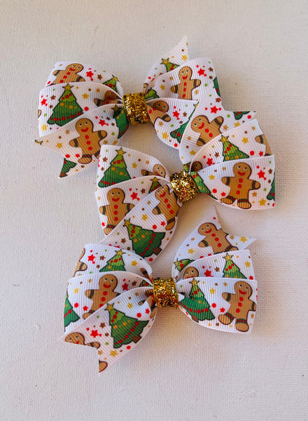 Gingerbread and Christmas Trees Hair Bow
