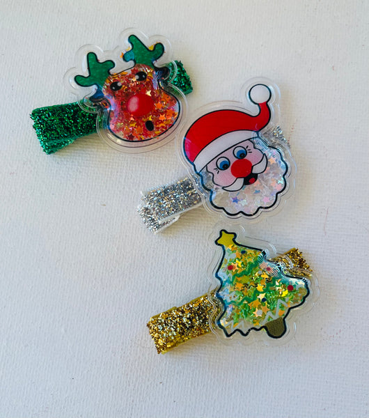 Christmas Shaker Clips Santa, Christmas Tree and Rudolph