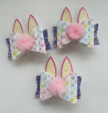 Easter Hair Clip Bunny Ears Glitter Bow