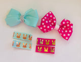 Easter Hair Accessories Bunny Fringe Clip Pair and Bow Set