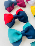 School Hair Accessories- custom made, choose colours needed- 2 Colour Bow Hair Tie, Clip or Headband