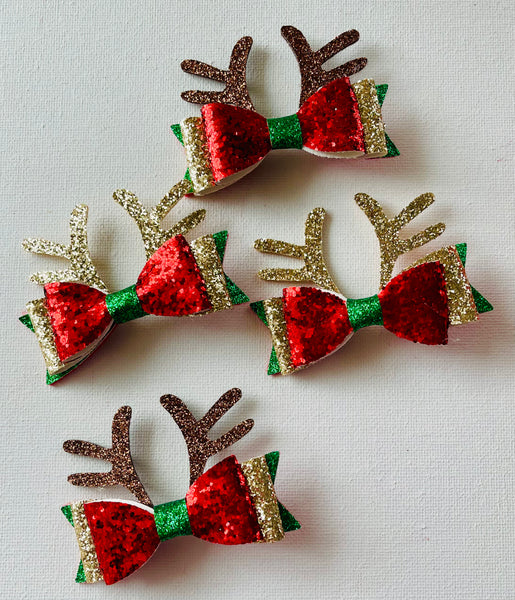 Christmas Reindeer Glitter Clips